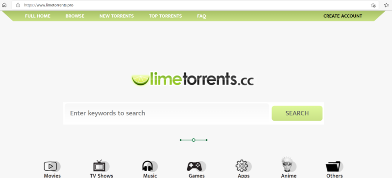 LimeTorrents Startseite